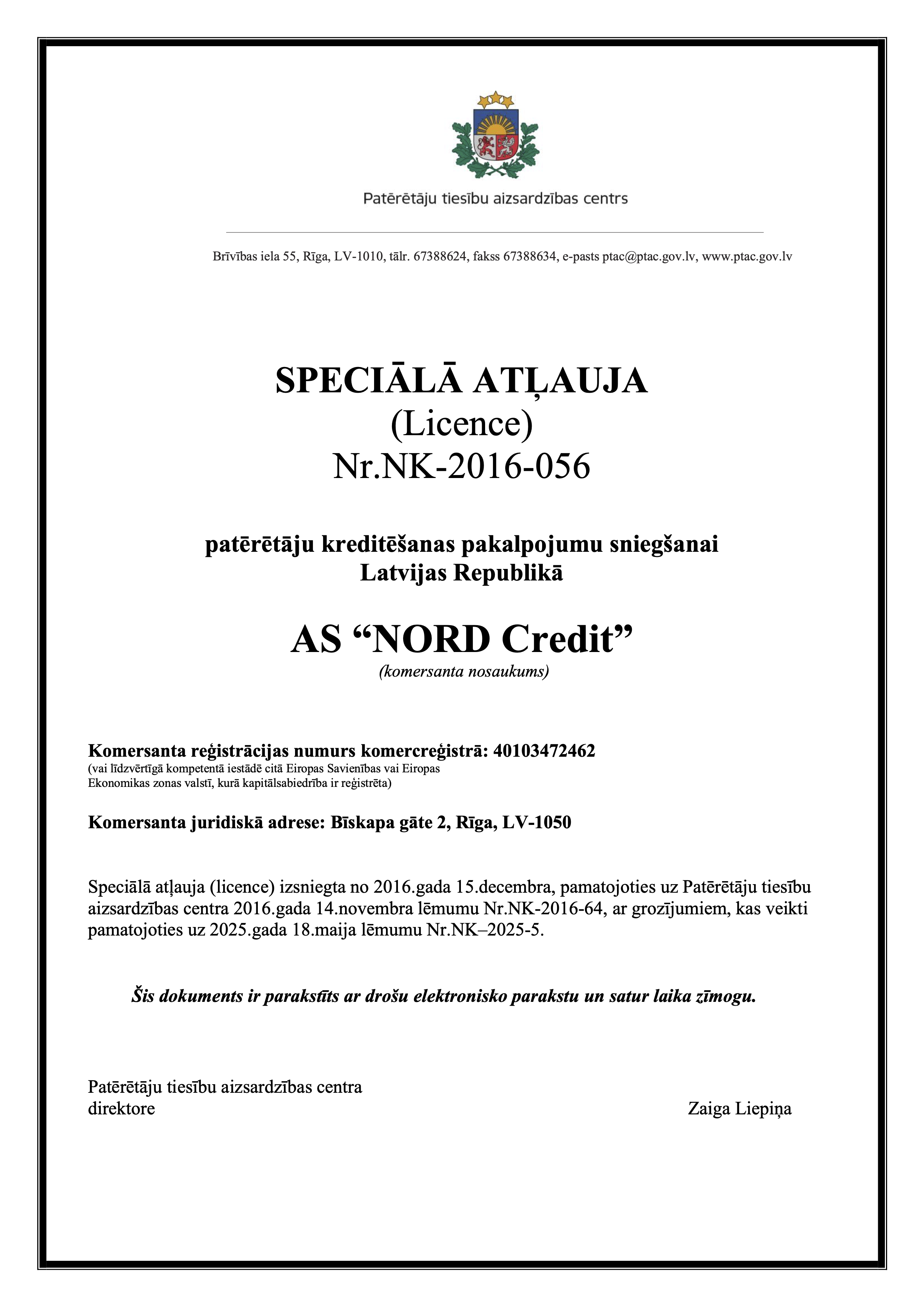 NORD Credit licence
